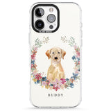 iPhone 16 Pro Max Personalised Yellow Labrador Retriever Dog Portrait Black Impact Phone Case