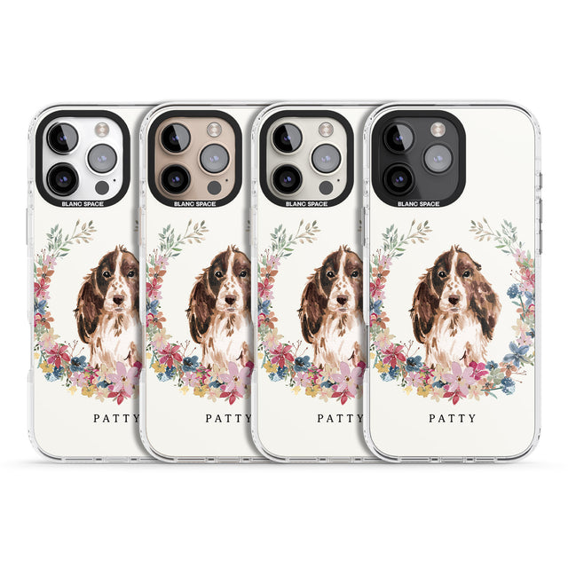 iPhone 16 Pro Max Personalised Brown Cocker Spaniel - Watercolour Dog Portrait Black Impact Phone Case