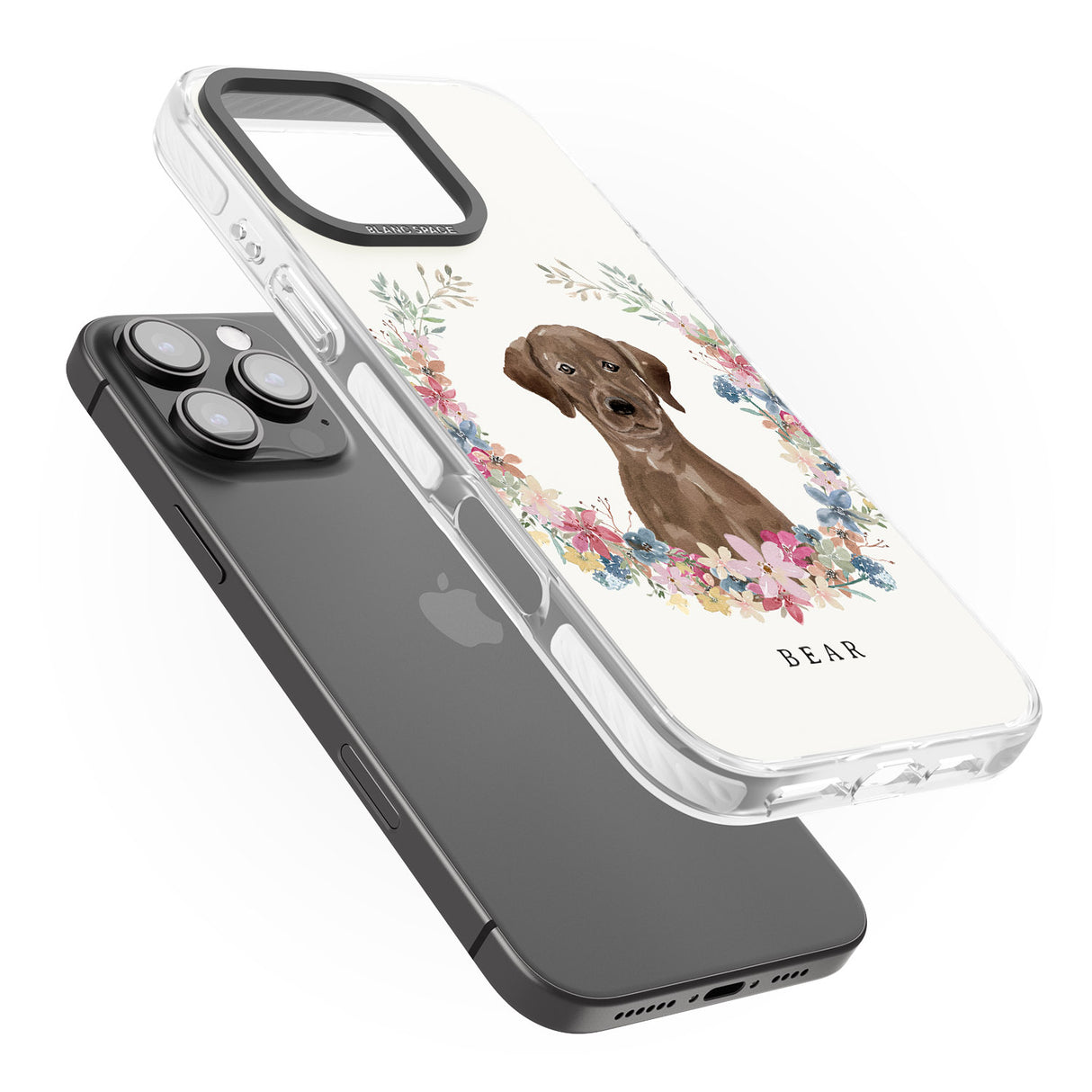 iPhone 16 Pro Max Personalised Chocolate Lab - Watercolour Dog Portrait Black Impact Phone Case