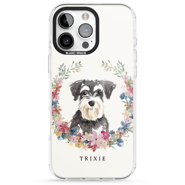 iPhone 16 Pro Max Personalised Miniature Schnauzer - Watercolour Dog Portrait Black Impact Phone Case