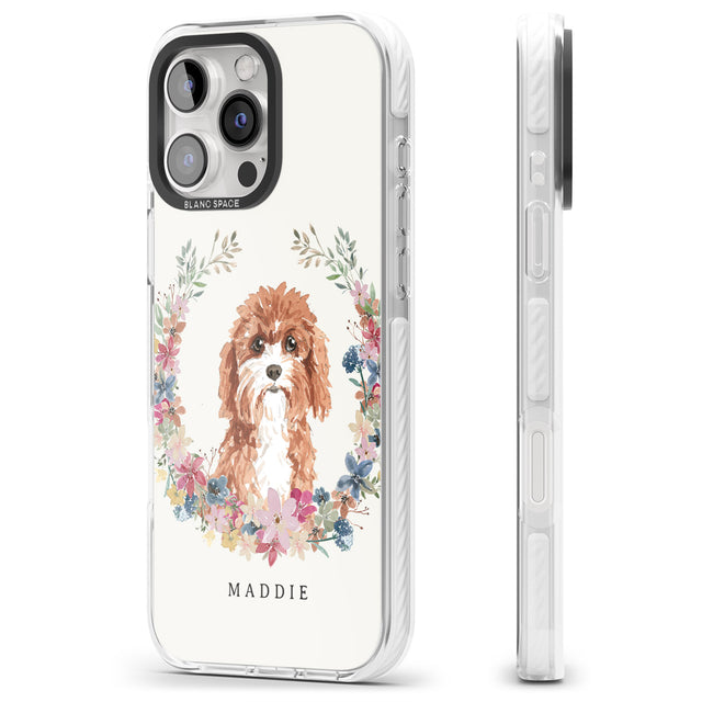 iPhone 16 Pro Max Personalised Cavapoo - Watercolour Dog Portrait Black Impact Phone Case