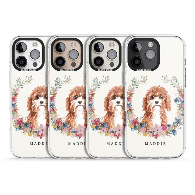 iPhone 16 Pro Max Personalised Cavapoo - Watercolour Dog Portrait Black Impact Phone Case