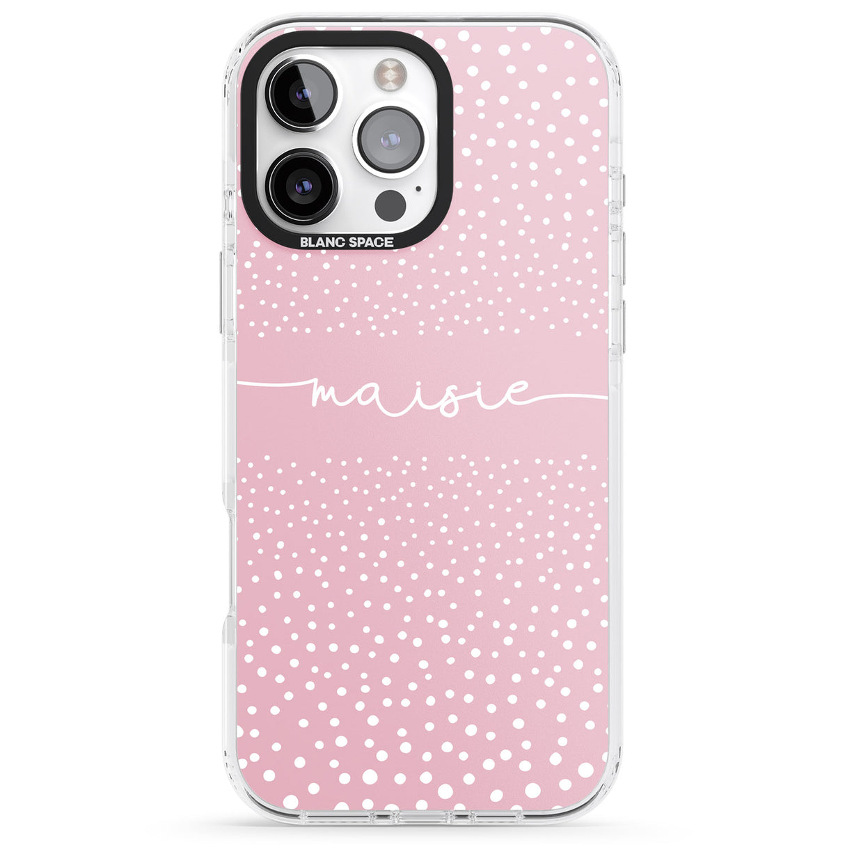 iPhone 16 Pro Max Personalised Pink Dots Black Impact Phone Case