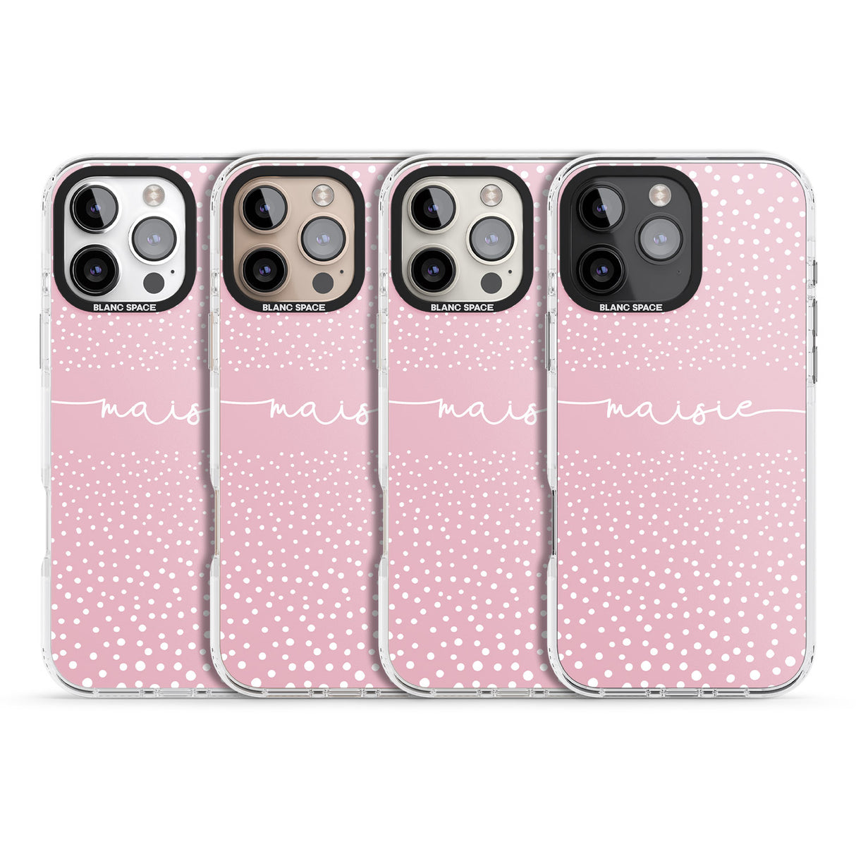 iPhone 16 Pro Max Personalised Pink Dots Black Impact Phone Case