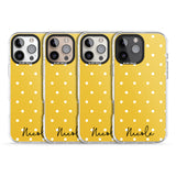 iPhone 16 Pro Max Personalised Yellow Polka Dot Black Impact Phone Case