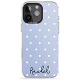 iPhone 16 Pro Max Personalised Simple Light Blue Dots Black Impact Phone Case