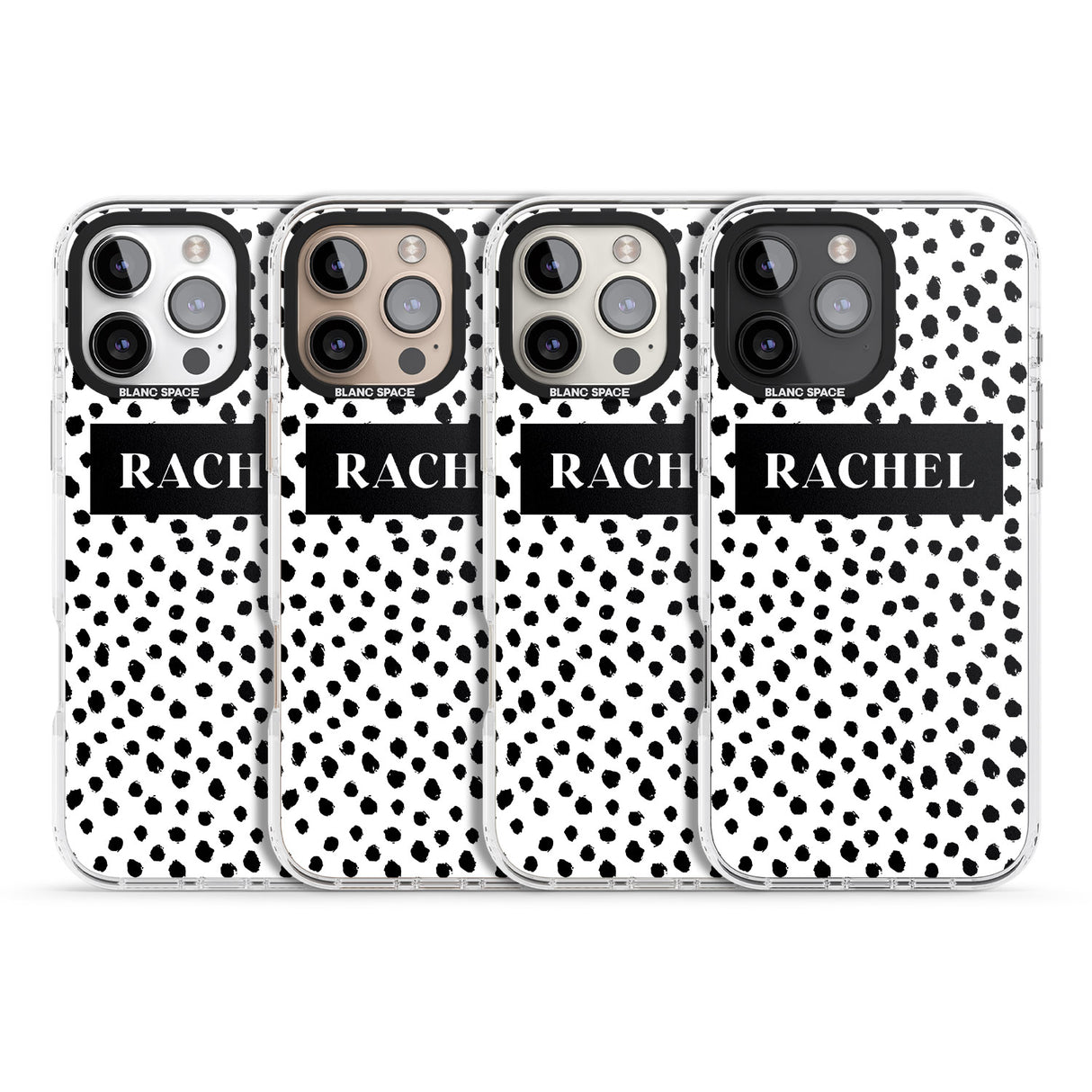 iPhone 16 Pro Max Personalised Black Bar & Dots Black Impact Phone Case