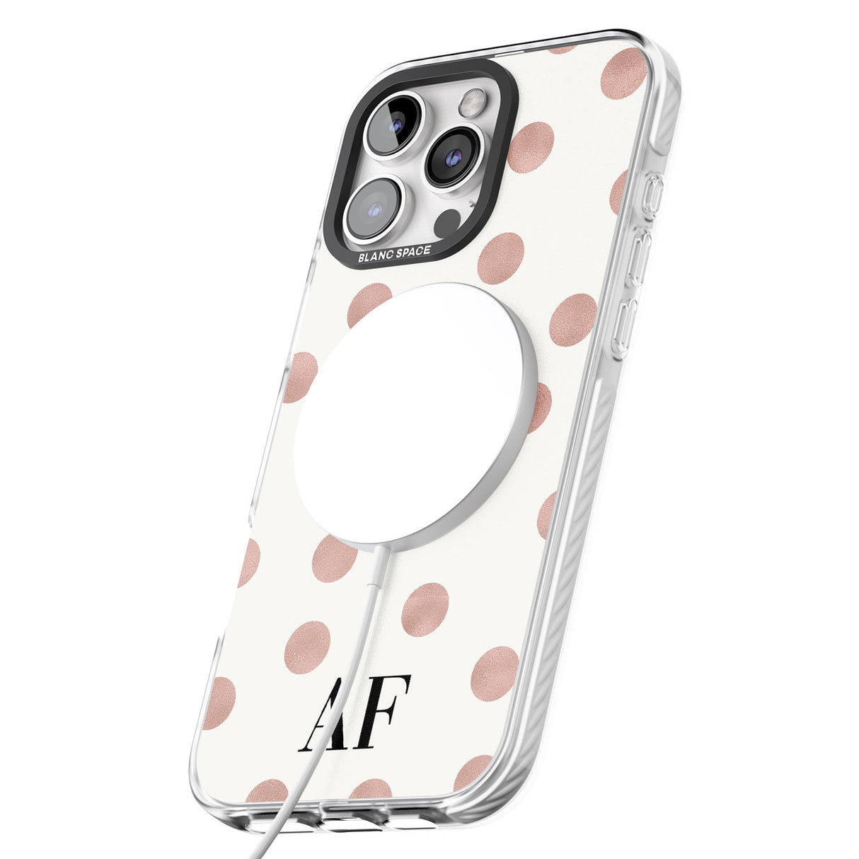 iPhone 16 Pro Max Personalised Initials & Dots Black Impact Phone Case