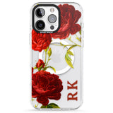 iPhone 16 Pro Max Personalised Clear Vintage Floral Red Roses Black Impact Phone Case