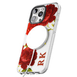 iPhone 16 Pro Max Personalised Clear Vintage Floral Red Roses Black Impact Phone Case