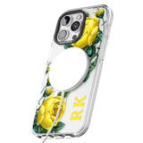 iPhone 16 Pro Max Personalised Clear Vintage Floral Yellow Roses Black Impact Phone Case