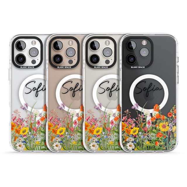 Personalised Summer Wildflowers Impact Magsafe Phone Case for iPhone 16 Pro, iPhone 16 Pro Max