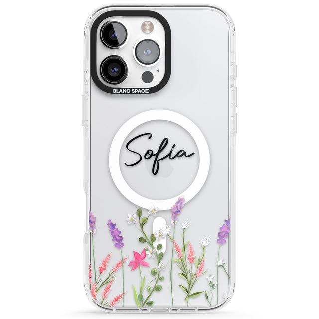 Personalised Lavender Wildflowers Impact Magsafe Phone Case for iPhone 16 Pro, iPhone 16 Pro Max