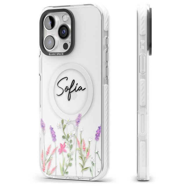 Personalised Lavender Wildflowers Impact Magsafe Phone Case for iPhone 16 Pro, iPhone 16 Pro Max