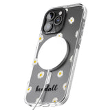 iPhone 16 Pro Max Personalised White Daisies & Cursive Black Impact Phone Case