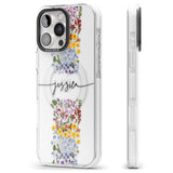 iPhone 16 Pro Max Personalised Wildflower Floral Stripe Personalised Black Impact Phone Case