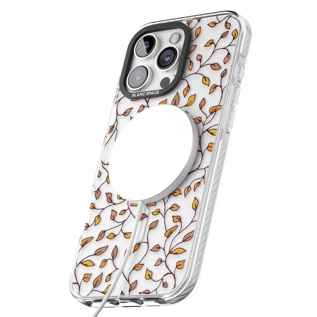 iPhone 16 Pro Max Personalised Autumn Leaves Pattern Black Impact Phone Case