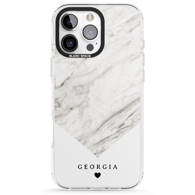 iPhone 16 Pro Max Personalised White Marble Black Impact Phone Case