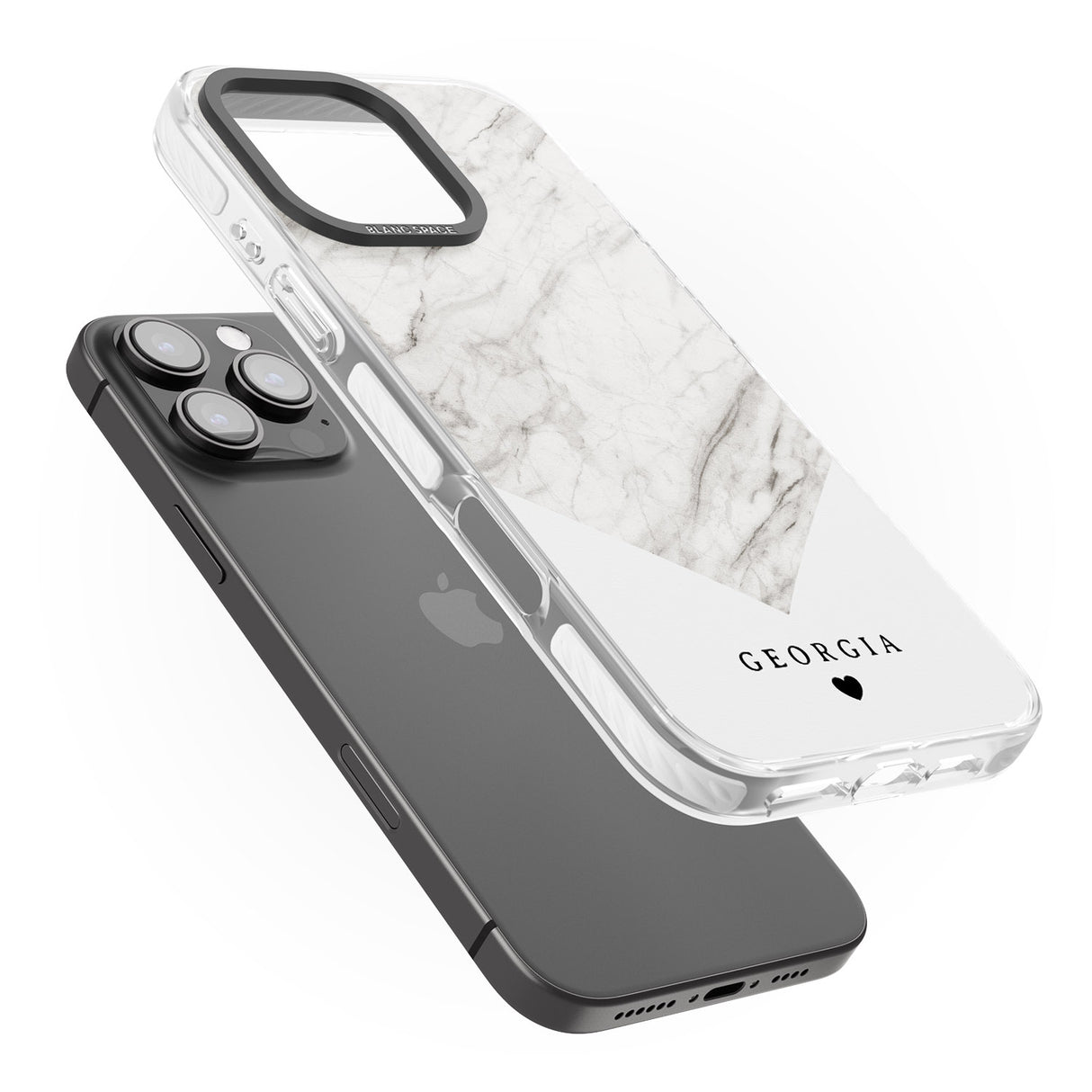 iPhone 16 Pro Max Personalised White Marble Black Impact Phone Case