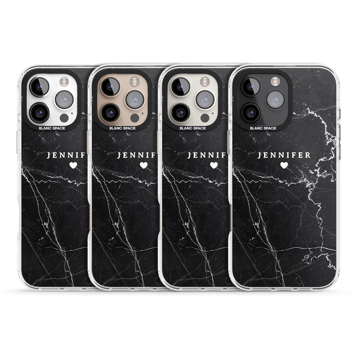 iPhone 16 Pro Max Personalised Black Marble 2 Black Impact Phone Case