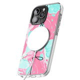 iPhone 16 Pro Max Personalised Turquoise & Pink - Marbled Black Impact Phone Case