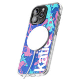 iPhone 16 Pro Max Personalised Navy, Turquoise + Purple - Marbled Black Impact Phone Case