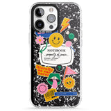 iPhone 16 Pro Max Personalised Notebook Cover with Stickers Black Impact Phone Case