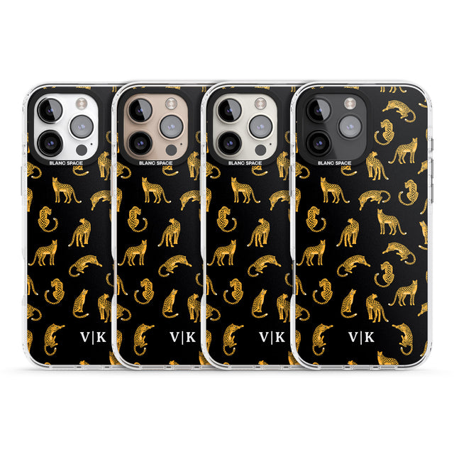 iPhone 16 Pro Max Personalised Cheetah Pattern: Black Black Impact Phone Case