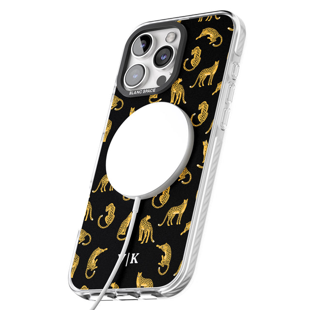 iPhone 16 Pro Max Personalised Cheetah Pattern: Black Black Impact Phone Case