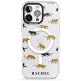 iPhone 16 Pro Max Personalised Jaguar Pattern on Transparent Black Impact Phone Case