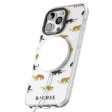 iPhone 16 Pro Max Personalised Jaguar Pattern on Transparent Black Impact Phone Case