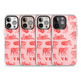 iPhone 16 Pro Max Personalised Red Tiger Outlines on Pink Black Impact Phone Case