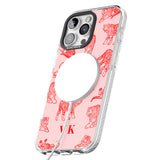 iPhone 16 Pro Max Personalised Red Tiger Outlines on Pink Black Impact Phone Case