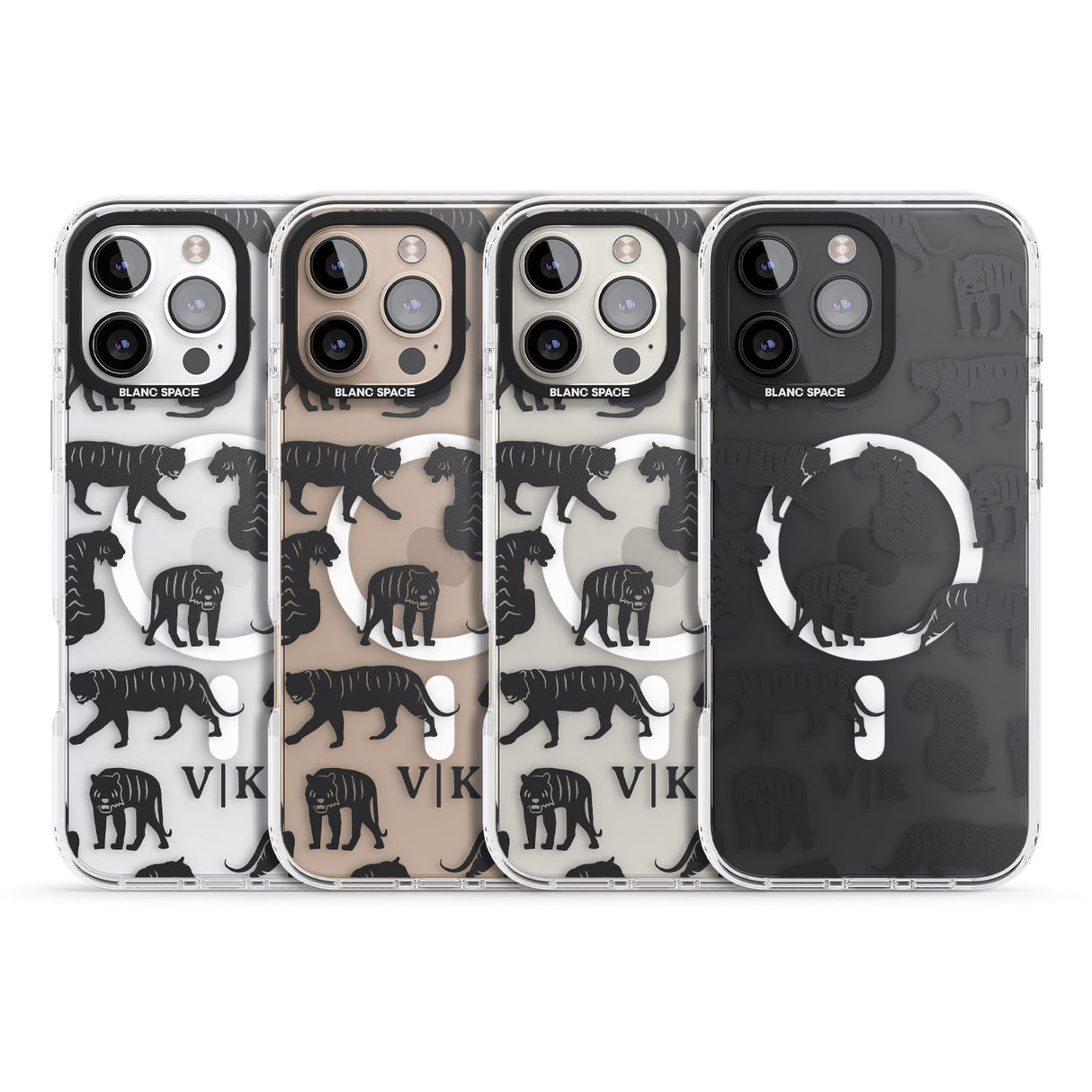 iPhone 16 Pro Max Personalised Tiger Silhouettes Black Impact Phone Case