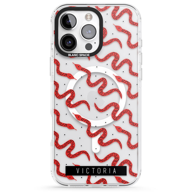 iPhone 16 Pro Max Personalised Snake Pattern Black Impact Phone Case