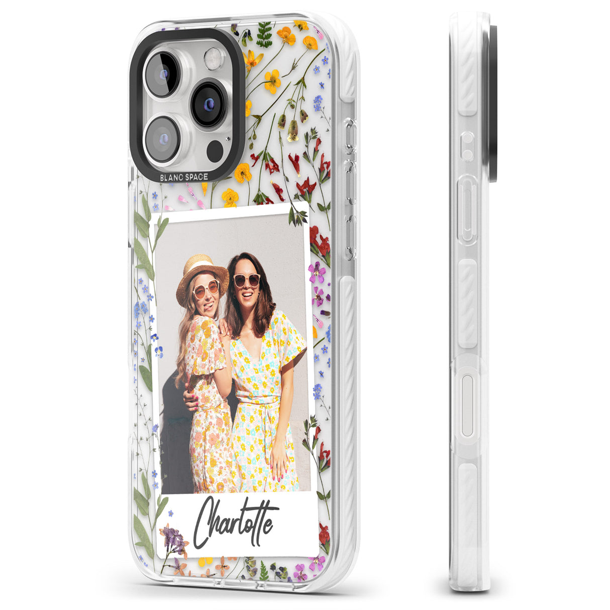 iPhone 16 Pro Max Personalised Wildflower Instant Photo Black Impact Phone Case