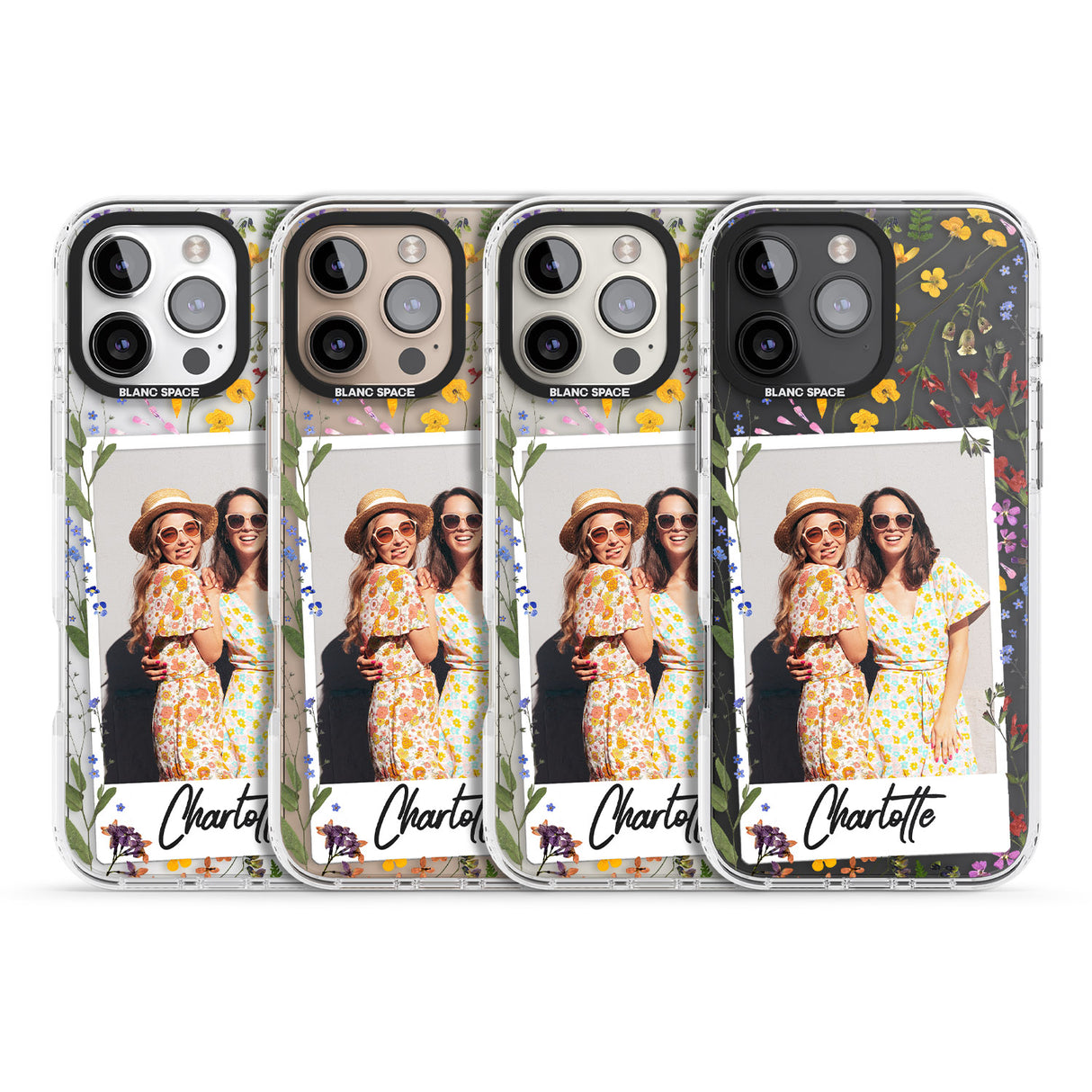 iPhone 16 Pro Max Personalised Wildflower Instant Photo Black Impact Phone Case