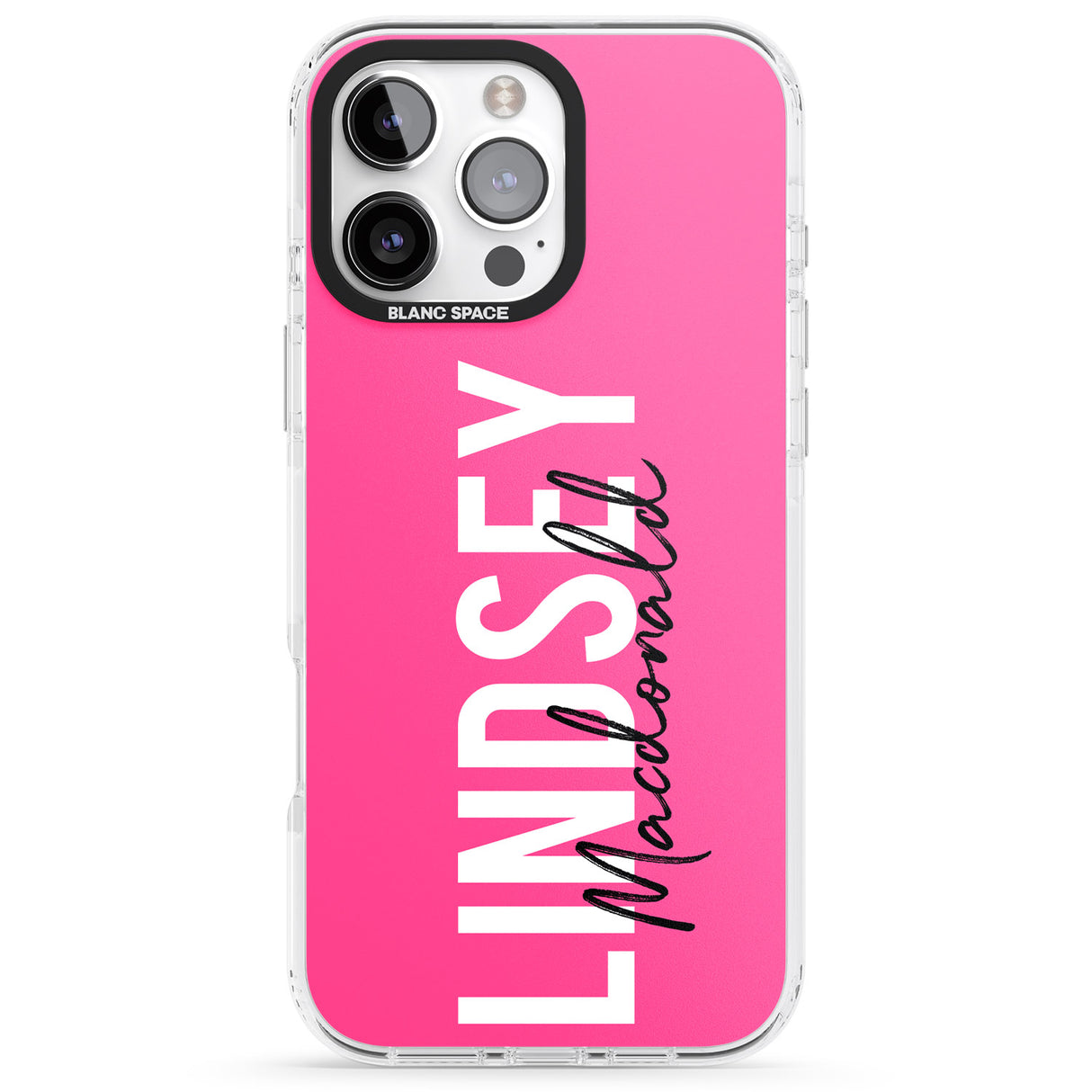 iPhone 16 Pro Max Personalised Bold Name: Pink Black Impact Phone Case