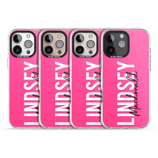 iPhone 16 Pro Max Personalised Bold Name: Pink Black Impact Phone Case