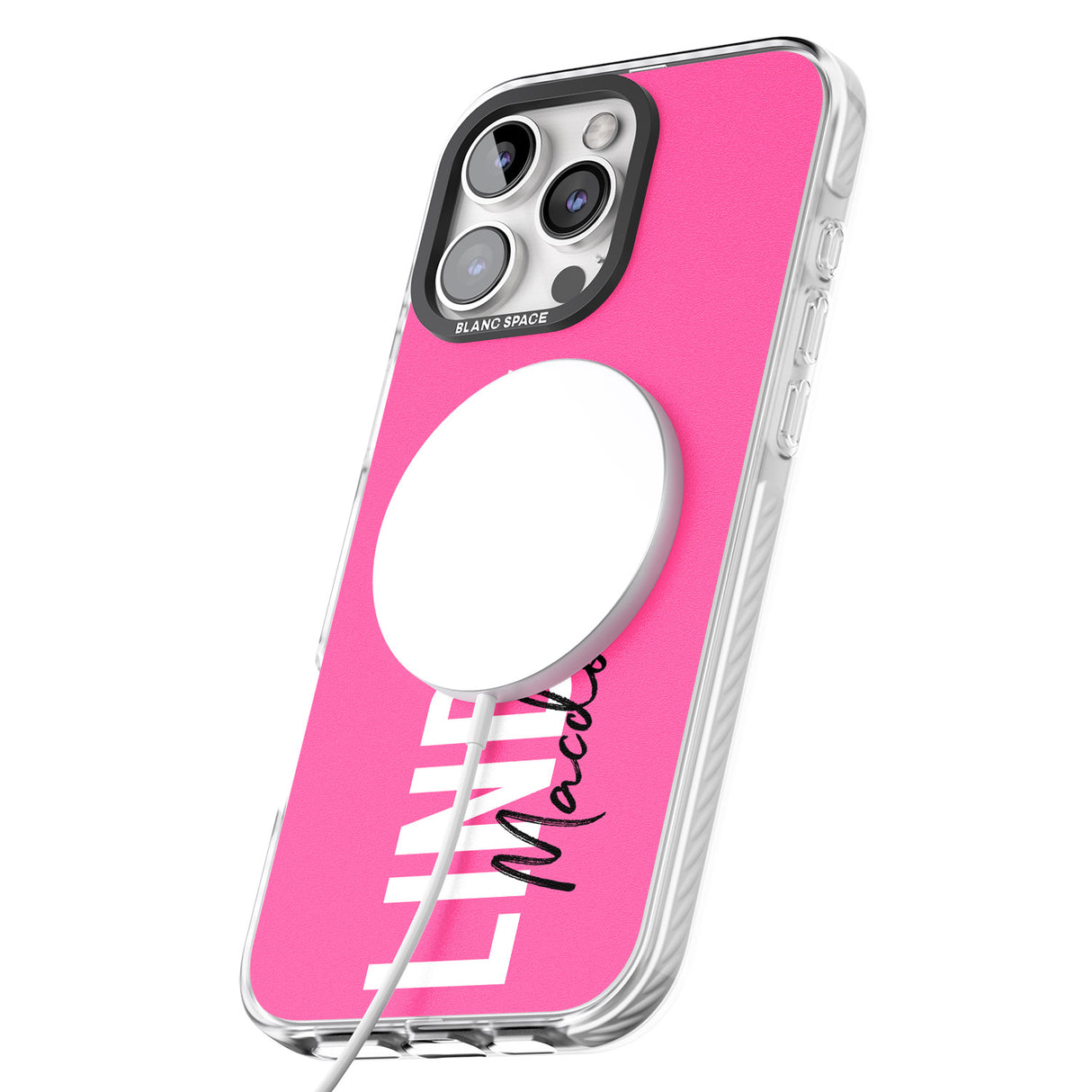 iPhone 16 Pro Max Personalised Bold Name: Pink Black Impact Phone Case