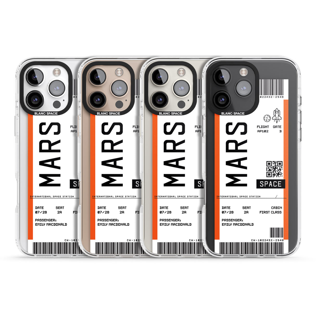 iPhone 16 Pro Max Personalised Mars Space Travel Ticket Black Impact Phone Case