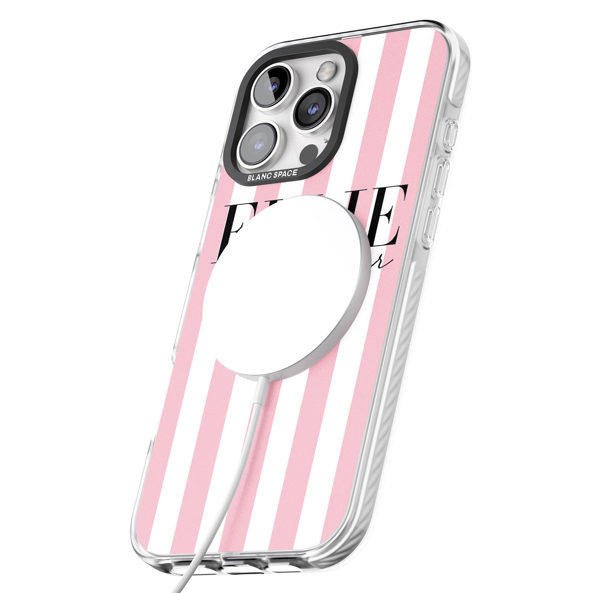 iPhone 16 Pro Max Personalised Pink Stripes Black Impact Phone Case