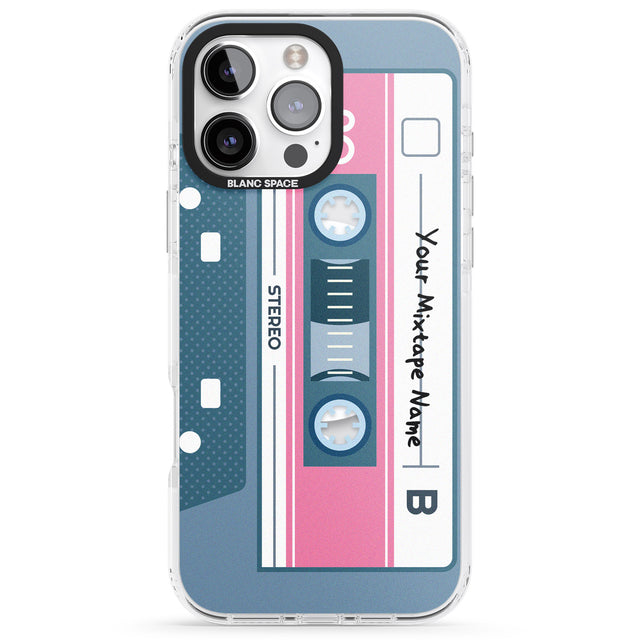 iPhone 16 Pro Max Personalised Retro Mixtape Black Impact Phone Case