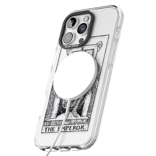 iPhone 16 Pro Max Personalised The Emperor Tarot Card - Transparent Black Impact Phone Case