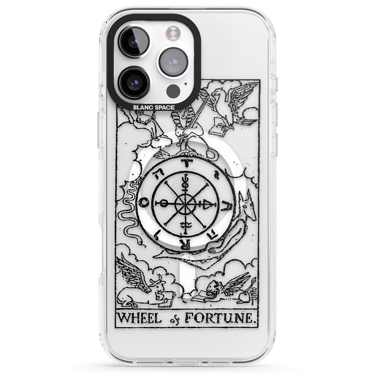 iPhone 16 Pro Max Personalised Wheel of Fortune Tarot Card - Transparent Black Impact Phone Case