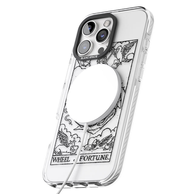 iPhone 16 Pro Max Personalised Wheel of Fortune Tarot Card - Transparent Black Impact Phone Case