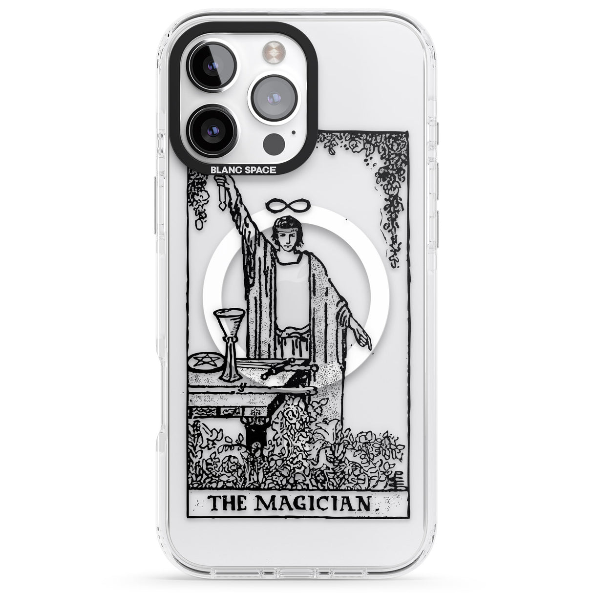 iPhone 16 Pro Max Personalised The Magician Tarot Card - Transparent Black Impact Phone Case