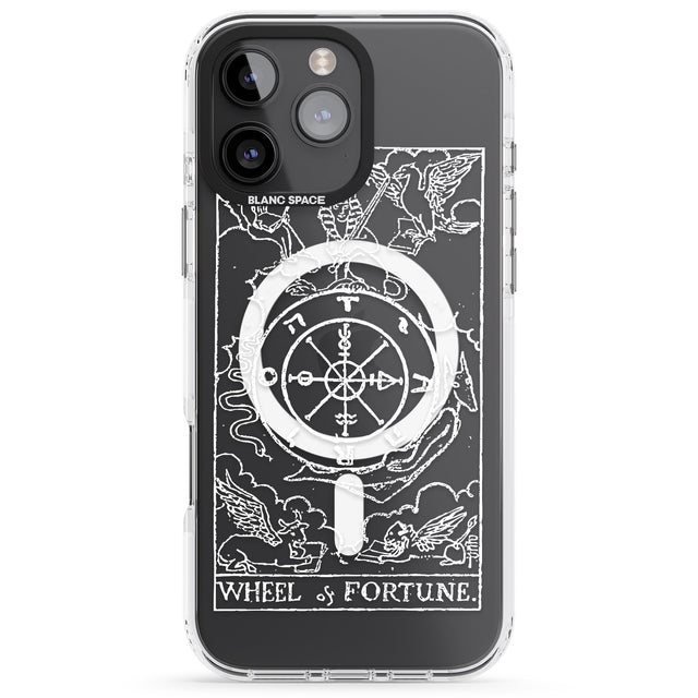 iPhone 16 Pro Max Personalised Wheel of Fortune Tarot Card - White Transparent Black Impact Phone Case