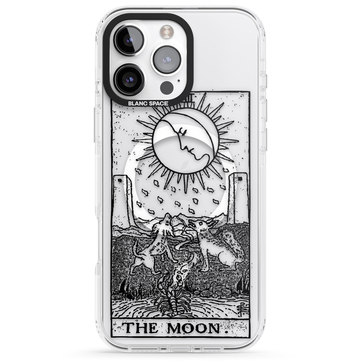 iPhone 16 Pro Max Personalised The Moon Tarot Card - Transparent Black Impact Phone Case