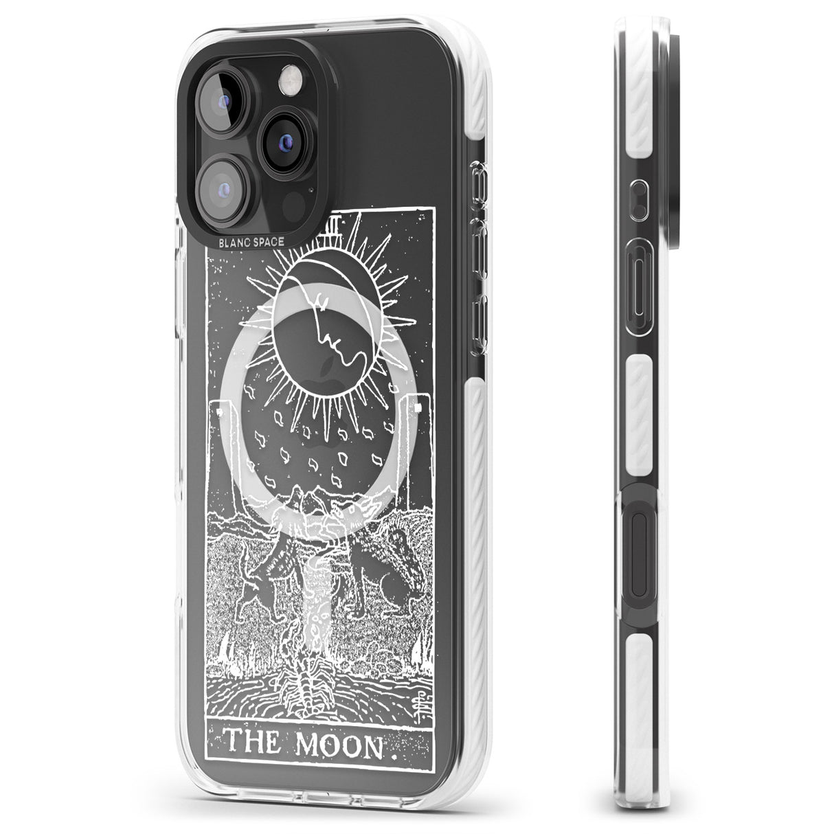 iPhone 16 Pro Max Personalised The Moon Tarot Card - White Transparent Black Impact Phone Case